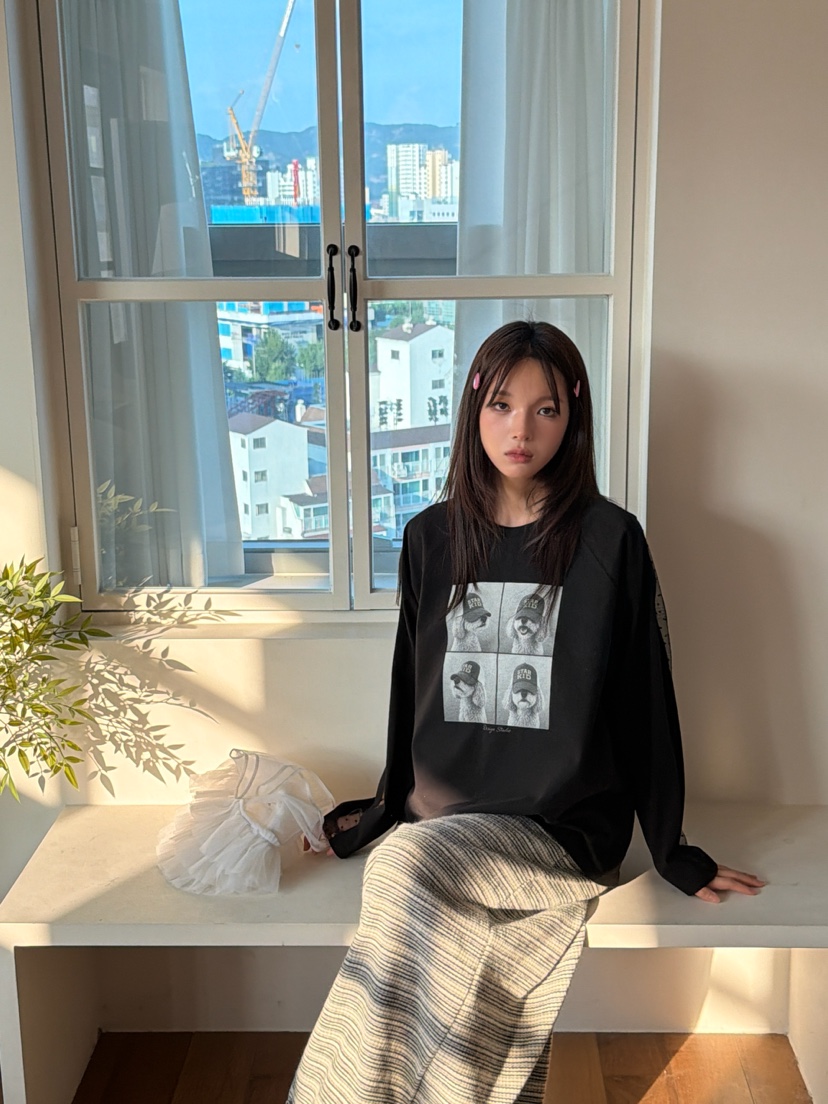 YES東大門實拍女裝新品熱賣時尚休閑推薦真品人氣長袖T恤YES長袖T恤