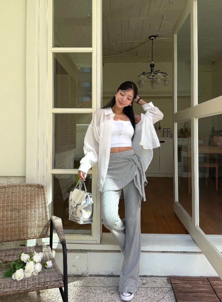 mars韓國直郵女士新款時尚熱賣推薦真品休閑褲喇叭形羅紋mars休閑褲