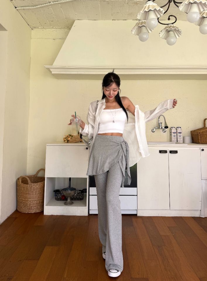 mars韓國直郵女士新款時尚熱賣推薦真品休閑褲喇叭形羅紋mars休閑褲