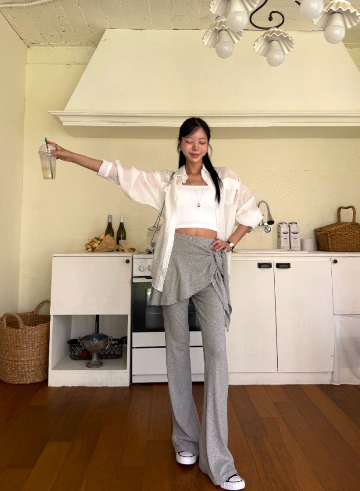 mars韓國直郵女士新款時尚熱賣推薦真品休閑褲喇叭形羅紋mars休閑褲
