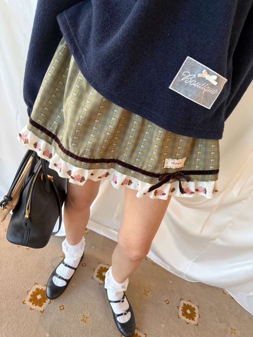 BOUTIQUE-L東大門實拍女裝新品推薦時尚真品休閑短裙刺繡BOUTIQUE-L短裙