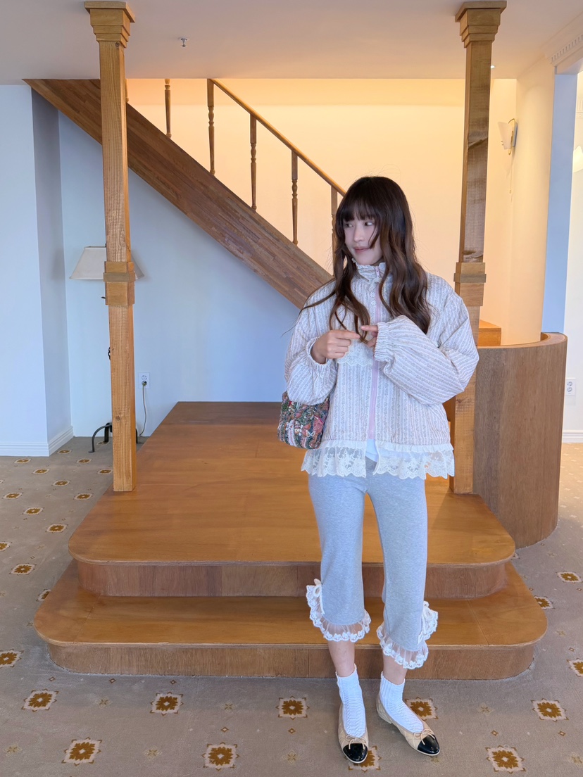BOUTIQUE-L韓國代購女士新款休閑時尚打底褲鯊魚褲柔軟褶邊BOUTIQUE-L打底褲/鯊魚褲