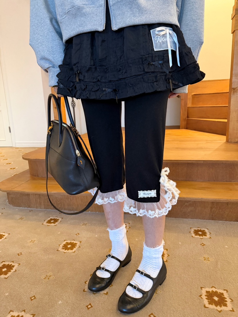 BOUTIQUE-L韓國代購女士新款休閑時尚打底褲鯊魚褲柔軟褶邊BOUTIQUE-L打底褲/鯊魚褲