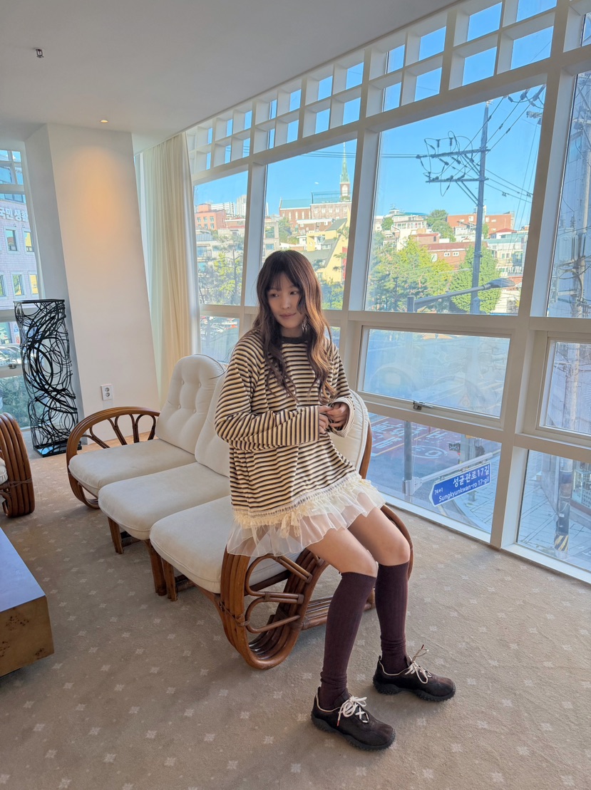 BOUTIQUE-L東大門代購女士新款時尚推薦熱賣休閑長袖T恤BOUTIQUE-L長袖T恤