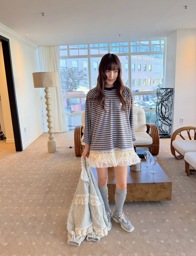 BOUTIQUE-L東大門代購女士新款時尚推薦熱賣休閑長袖T恤BOUTIQUE-L長袖T恤