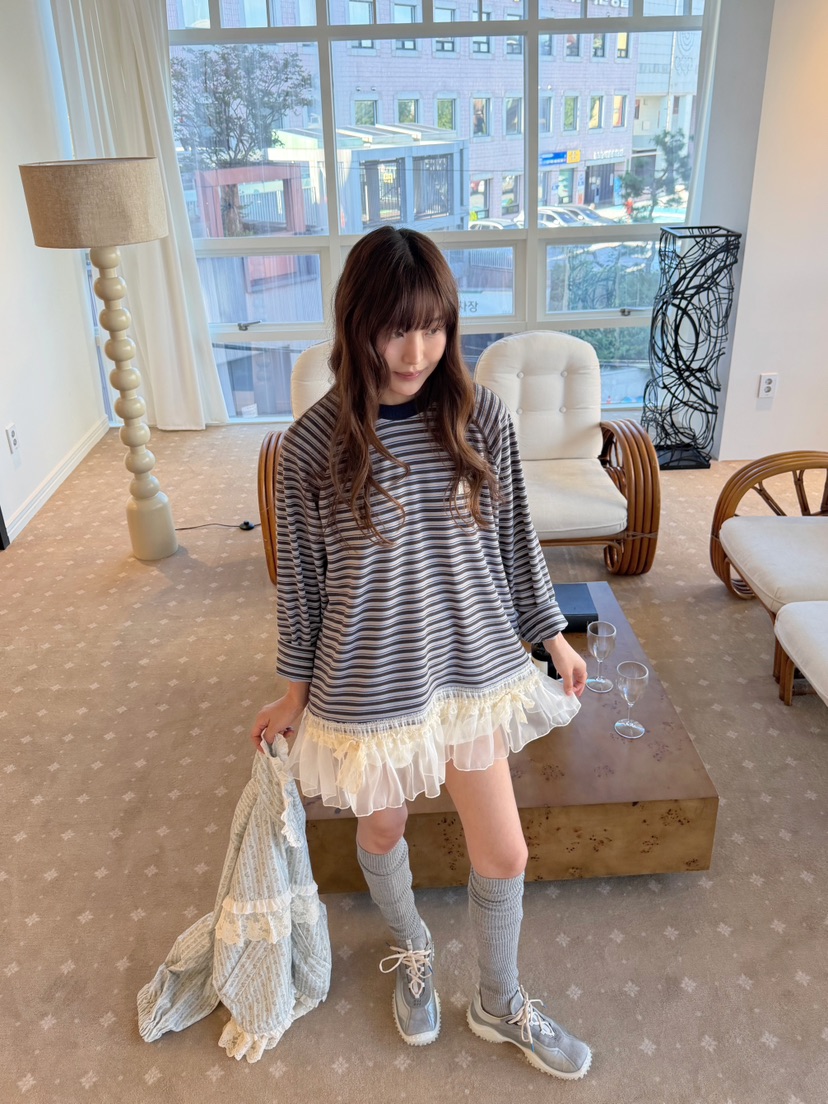 BOUTIQUE-L東大門代購女士新款時尚推薦熱賣休閑長袖T恤BOUTIQUE-L長袖T恤