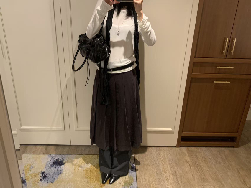LOFN東大門實拍女裝新品時尚休閑真品推薦熱賣人氣長裙褶皺LOFN長裙