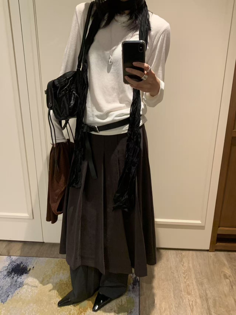 LOFN東大門實拍女裝新品時尚休閑真品推薦熱賣人氣長裙褶皺LOFN長裙