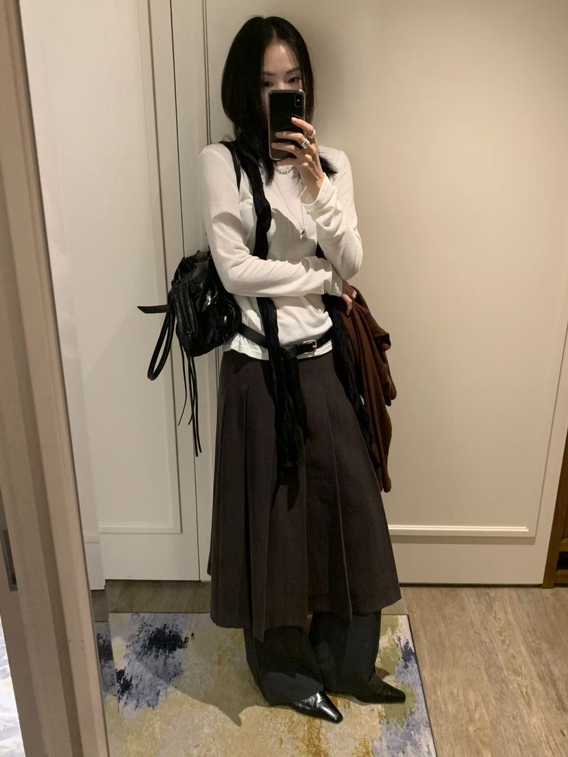 LOFN東大門實拍女裝新品時尚休閑真品推薦熱賣人氣長裙褶皺LOFN長裙