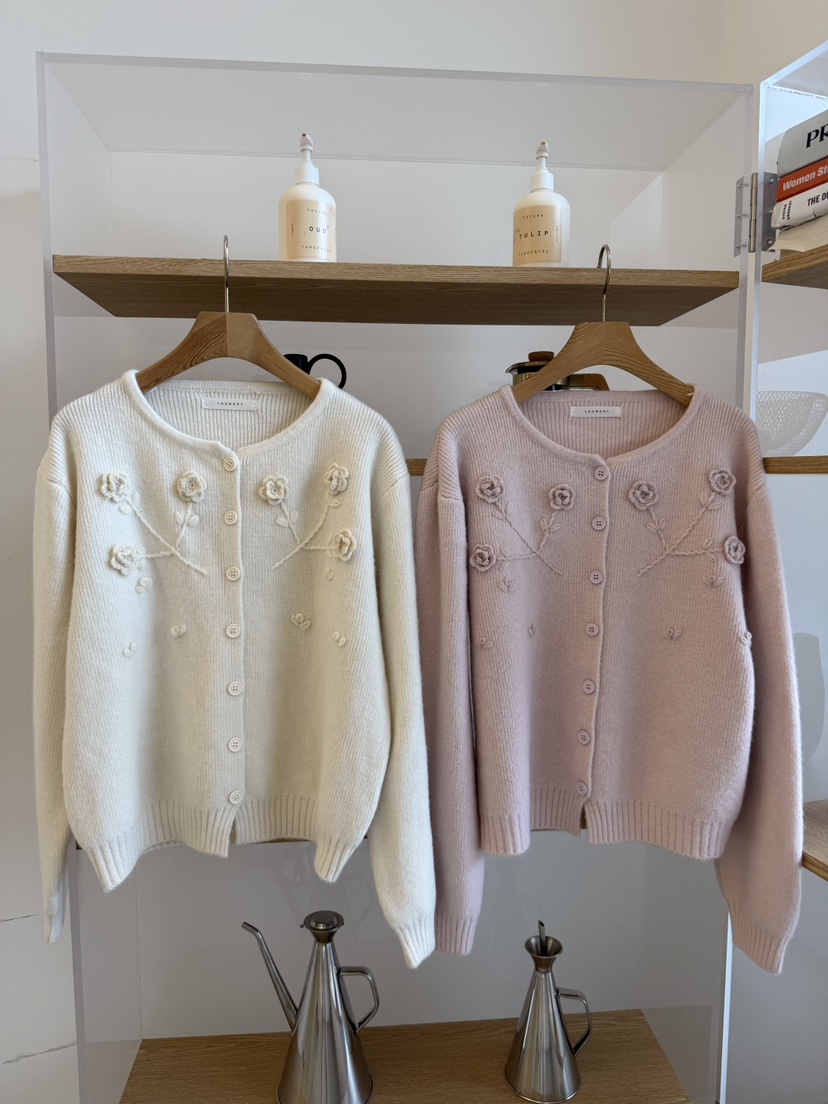 LAUNDRY韓國代購女士新款真品休閑時尚人氣針織衫刺繡開衫LAUNDRY針織衫