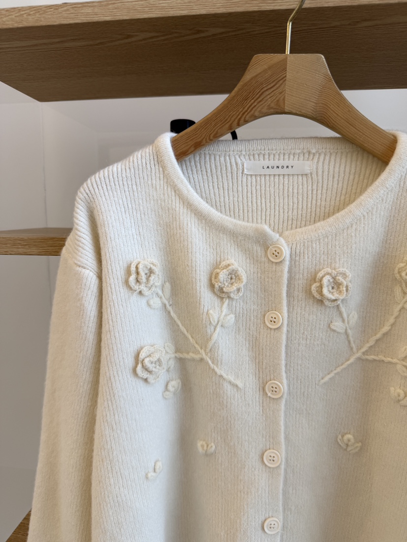 LAUNDRY韓國代購女士新款真品休閑時尚人氣針織衫刺繡開衫LAUNDRY針織衫