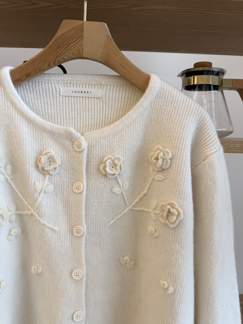 LAUNDRY韓國代購女士新款真品休閑時尚人氣針織衫刺繡開衫LAUNDRY針織衫