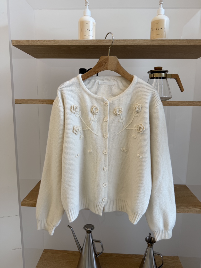 LAUNDRY韓國代購女士新款真品休閑時尚人氣針織衫刺繡開衫LAUNDRY針織衫圖色1