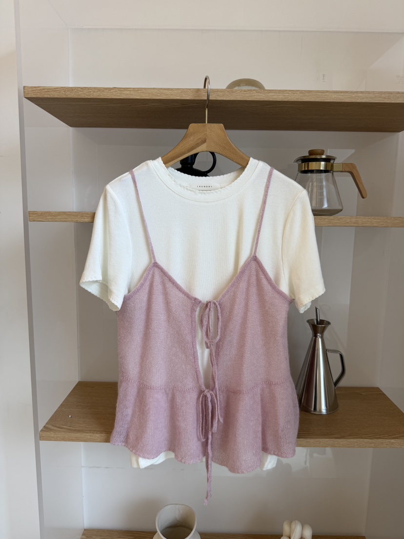 LAUNDRY韓國直郵女裝新品真品休閑時尚吊帶背心荷葉邊無袖LAUNDRY吊帶/背心