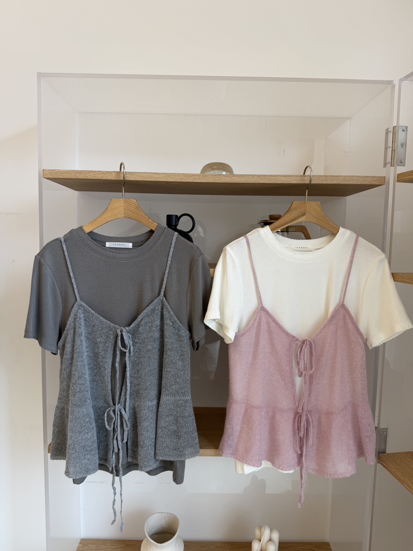 LAUNDRY韓國直郵女裝新品真品休閑時尚吊帶背心荷葉邊無袖LAUNDRY吊帶/背心