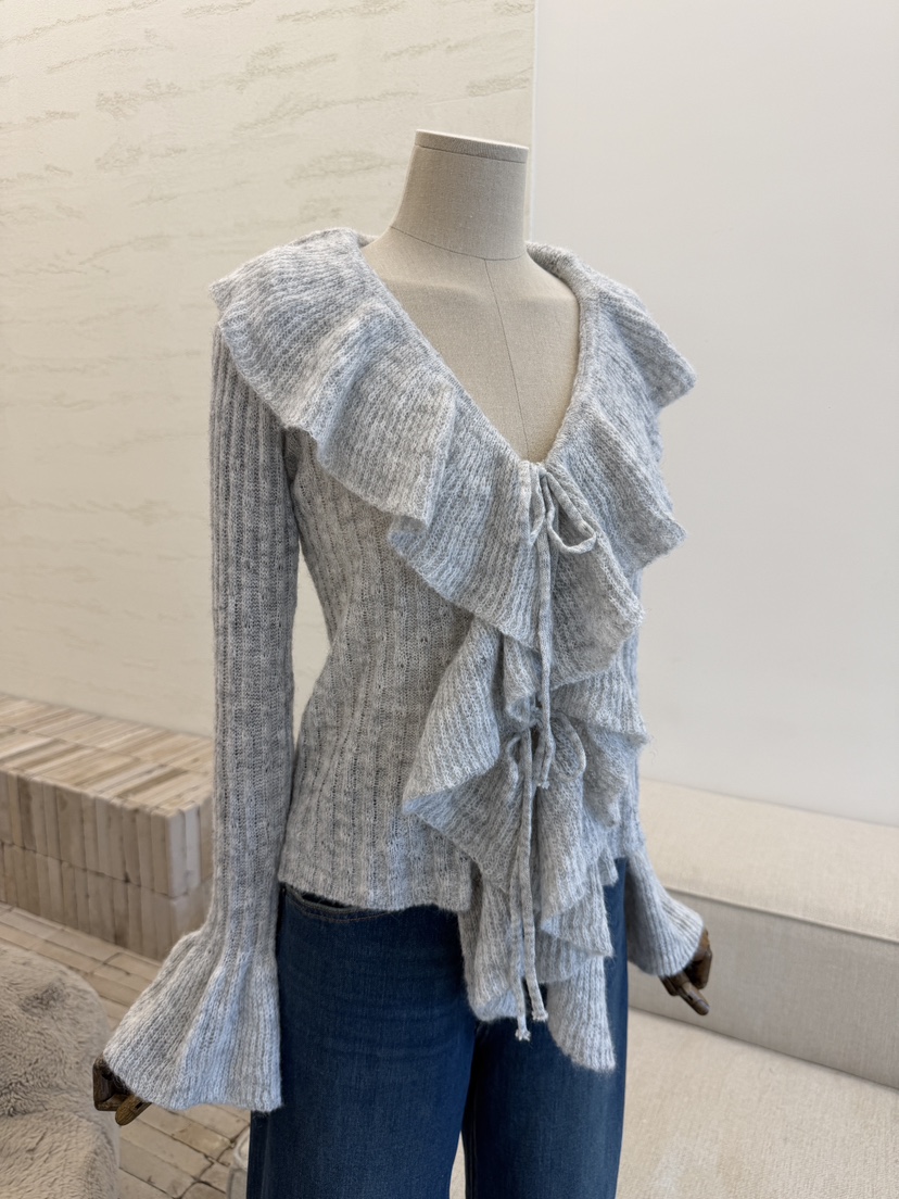 LAUNDRY韓國代購女士新品休閑時尚推薦真品針織衫荷葉邊開衫LAUNDRY針織衫