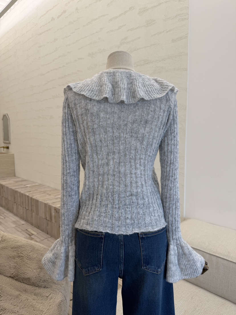 LAUNDRY韓國代購女士新品休閑時尚推薦真品針織衫荷葉邊開衫LAUNDRY針織衫