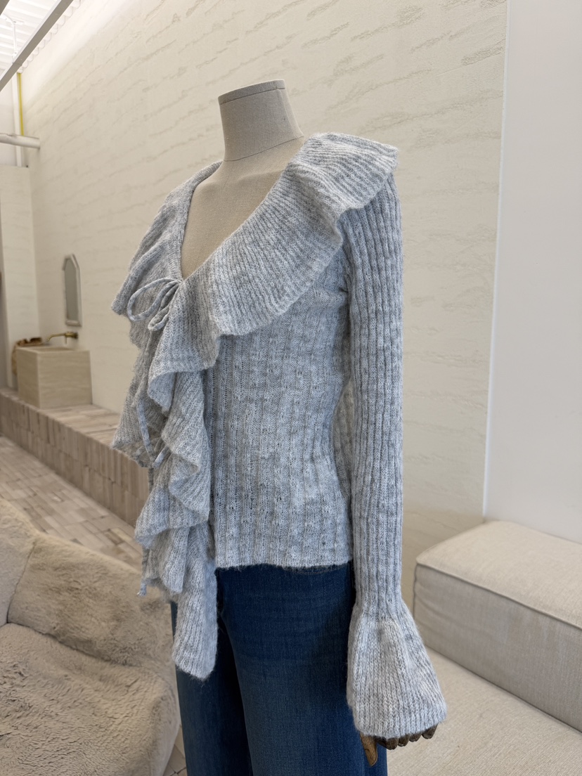 LAUNDRY韓國代購女士新品休閑時尚推薦真品針織衫荷葉邊開衫LAUNDRY針織衫
