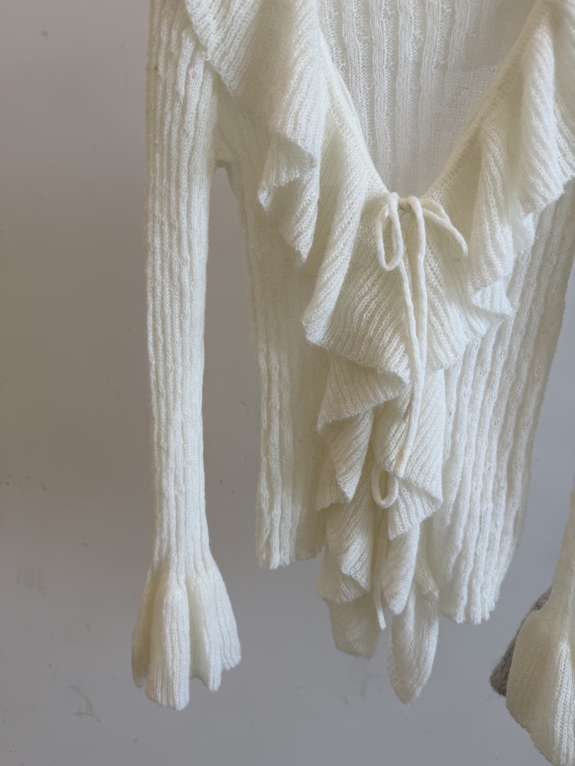 LAUNDRY韓國代購女士新品休閑時尚推薦真品針織衫荷葉邊開衫LAUNDRY針織衫