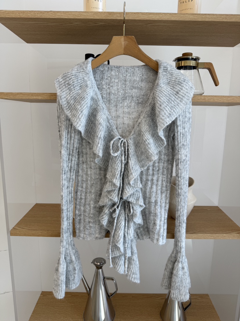 LAUNDRY韓國代購女士新品休閑時尚推薦真品針織衫荷葉邊開衫LAUNDRY針織衫圖色2