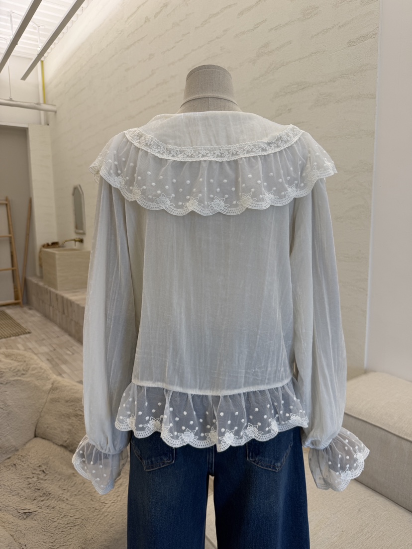 LAUNDRY韓國代購女士新品推薦時尚真品休閑襯衫蕾絲衫天鵝絨LAUNDRY襯衫/蕾絲衫