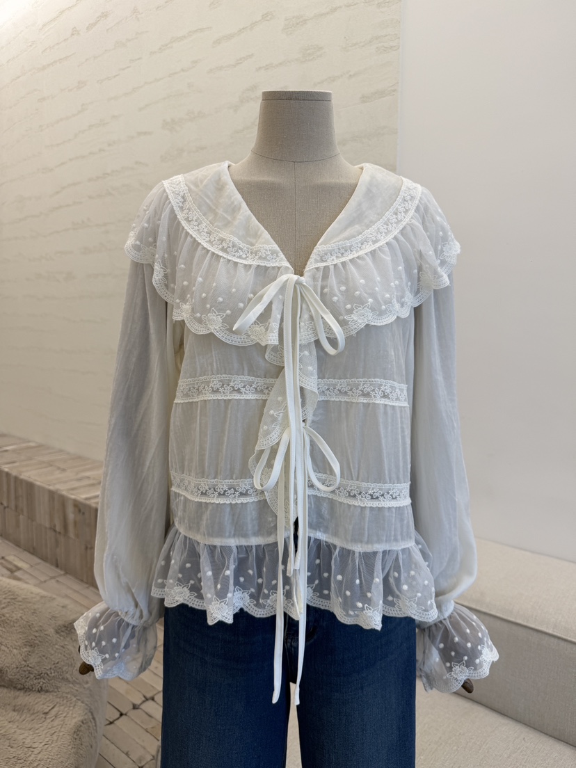 LAUNDRY韓國代購女士新品推薦時尚真品休閑襯衫蕾絲衫天鵝絨LAUNDRY襯衫/蕾絲衫圖色1