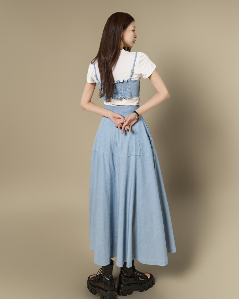 TANIA東大門代購女士新品時尚休閑熱賣人氣推薦長裙套裝無袖TANIA長裙