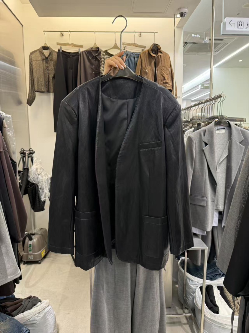 THE SIL韓國直郵女裝新品時尚真品熱賣人氣休閑皮衣皮革THE SIL/1 2ILLY皮衣圖色2黑
