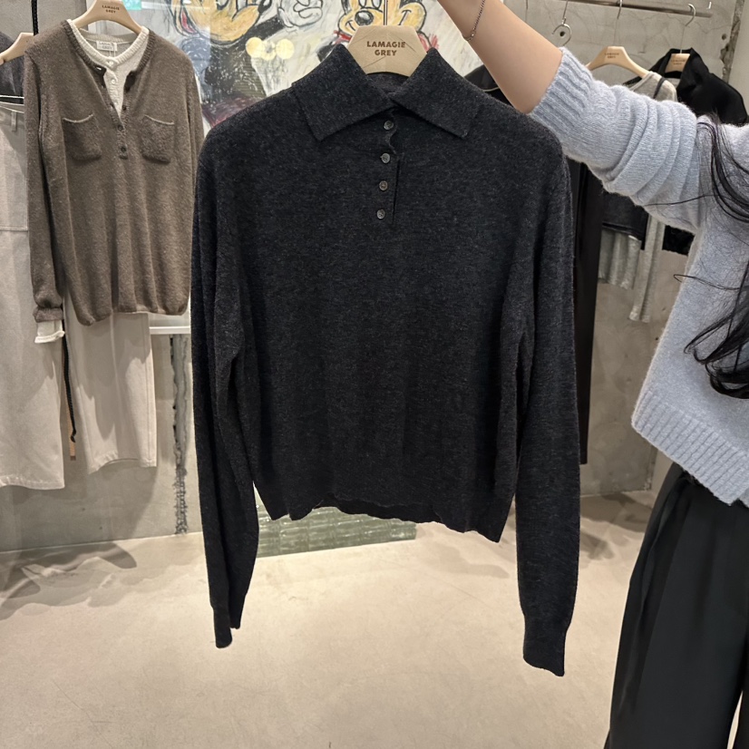 LAMAGIEPIE/LAMAGIE GREY韓國代購女裝新款熱賣針織衫紐扣LAMAGIEPIE/LAMAGIE GREY針織衫圖色4碳黑