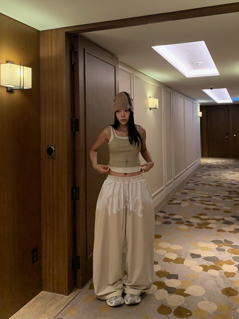 BADCALM東大門實拍女裝新品休閑真品人氣熱賣推薦休閑褲印花BADCALM休閑褲