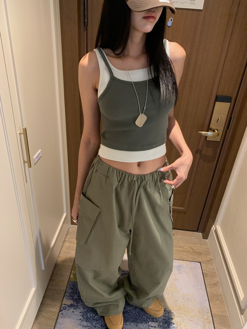 BADCALM東大門實拍女士新品真品推薦熱賣吊帶背心雙層無袖BADCALM吊帶/背心