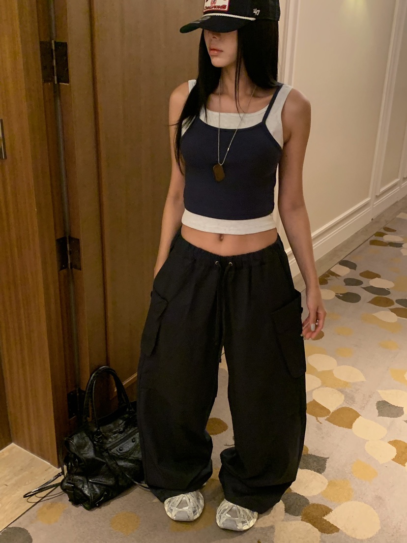 BADCALM東大門實拍女士新品真品推薦熱賣吊帶背心雙層無袖BADCALM吊帶/背心
