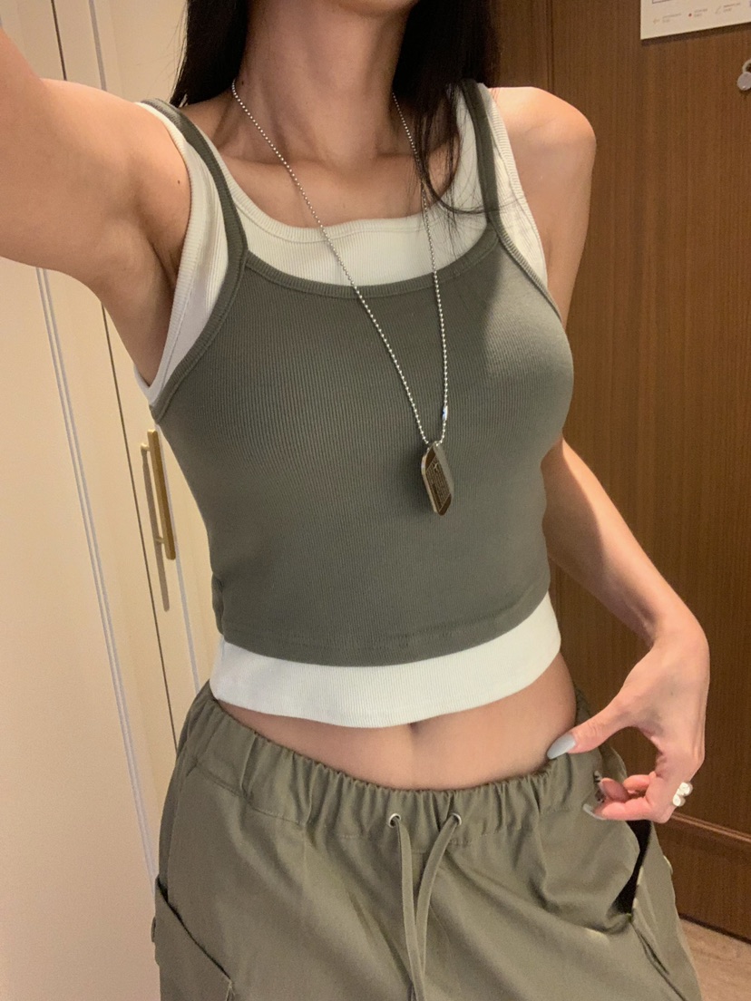 BADCALM東大門實拍女士新品真品推薦熱賣吊帶背心雙層無袖BADCALM吊帶/背心圖色4