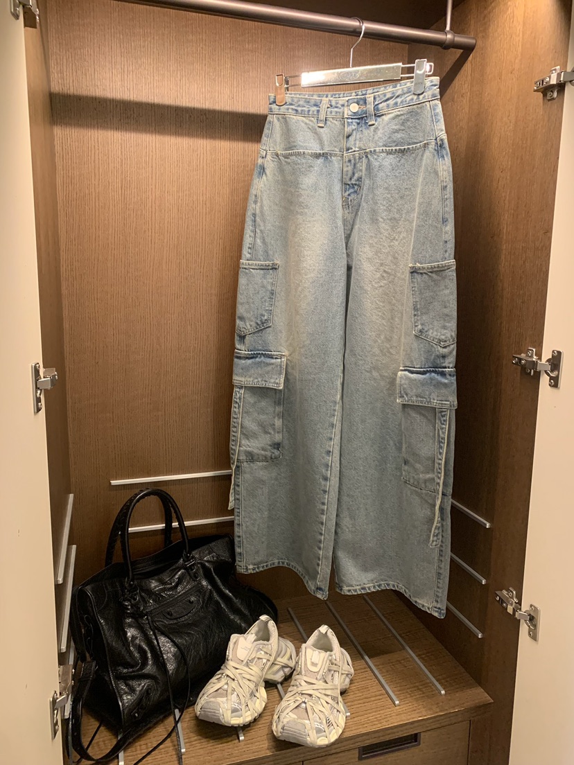 BADCALM東大門實拍女裝新品休閑人氣推薦時尚牛仔褲雙排扣BADCALM牛仔褲