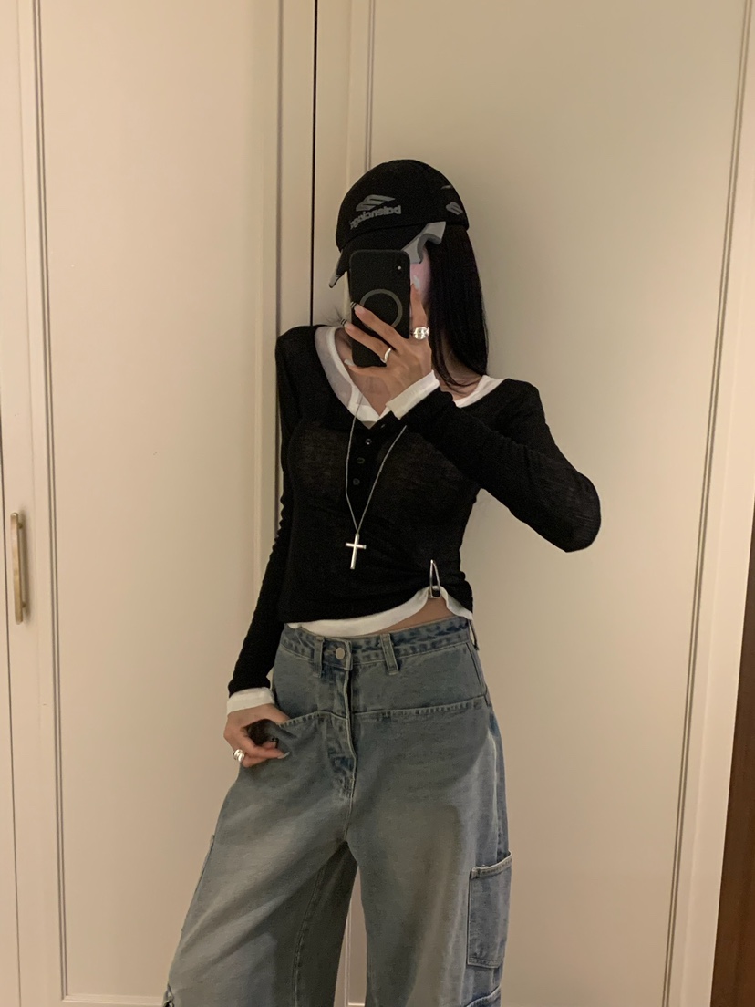 BADCALM東大門直郵女士新款時尚推薦休閑真品熱賣長袖T恤BADCALM長袖T恤