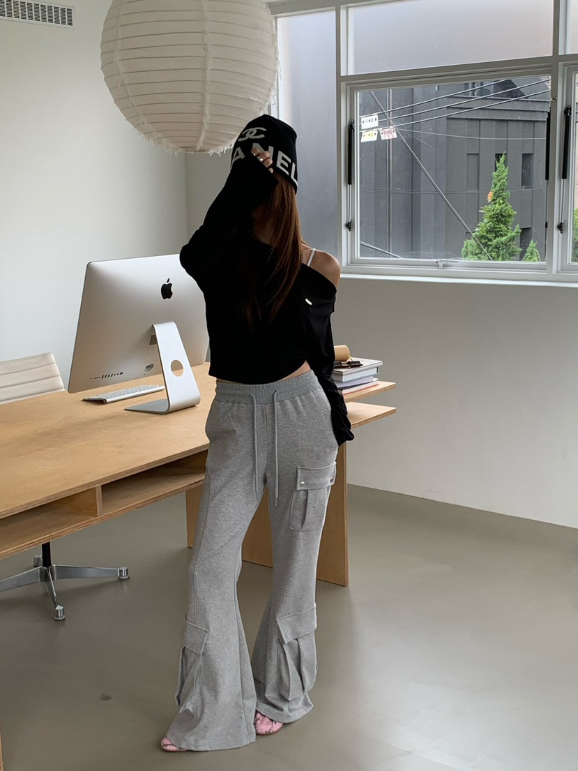 REVE CITE-L韓國直郵女裝新款推薦休閑褲喇叭褲雙排扣工裝REVE CITE-L休閑褲
