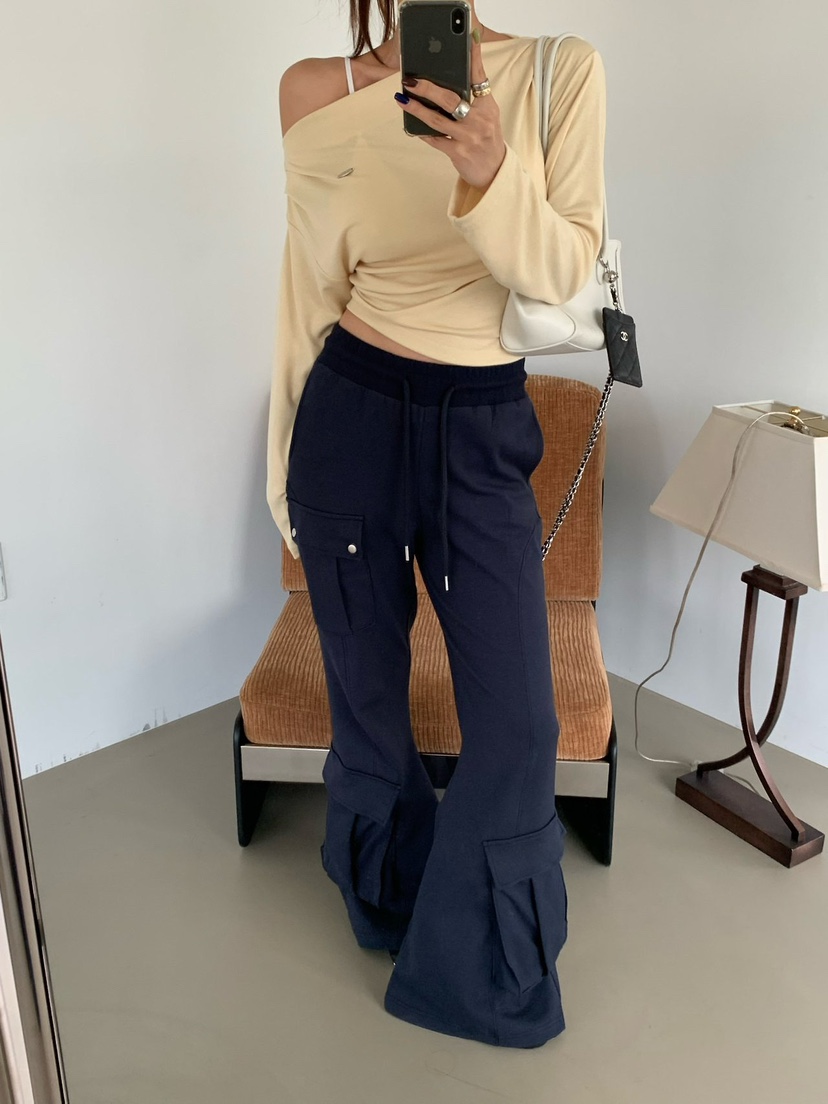 REVE CITE-L韓國直郵女裝新款推薦休閑褲喇叭褲雙排扣工裝REVE CITE-L休閑褲