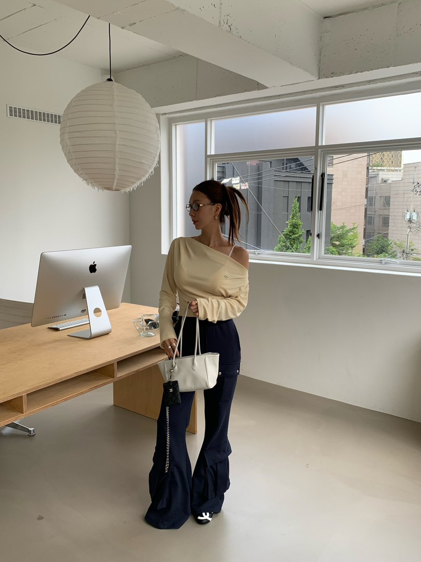 REVE CITE-L韓國直郵女裝新款推薦休閑褲喇叭褲雙排扣工裝REVE CITE-L休閑褲