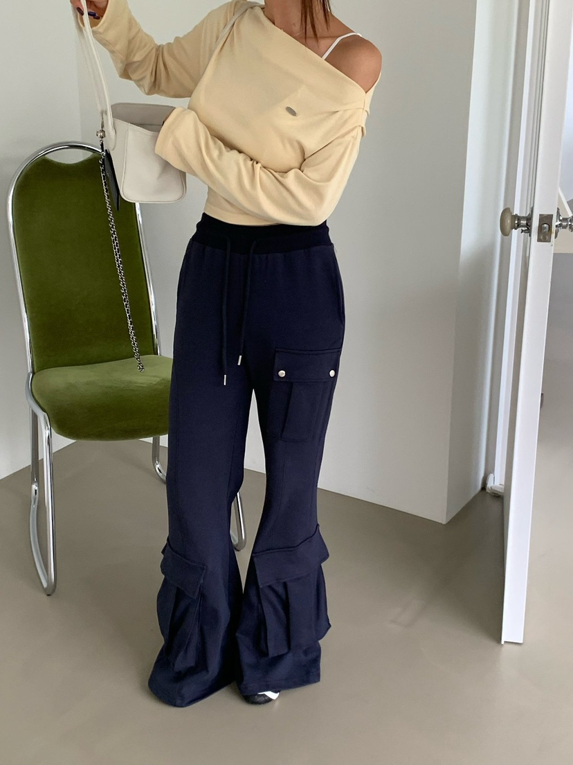 REVE CITE-L韓國直郵女裝新款推薦休閑褲喇叭褲雙排扣工裝REVE CITE-L休閑褲