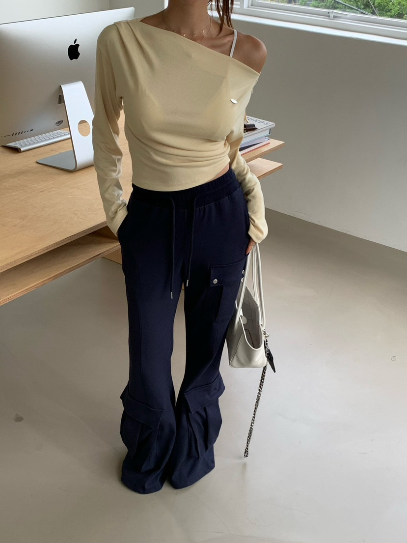 REVE CITE-L韓國直郵女裝新款真品人氣熱賣長袖T恤褶皺REVE CITE-L長袖T恤