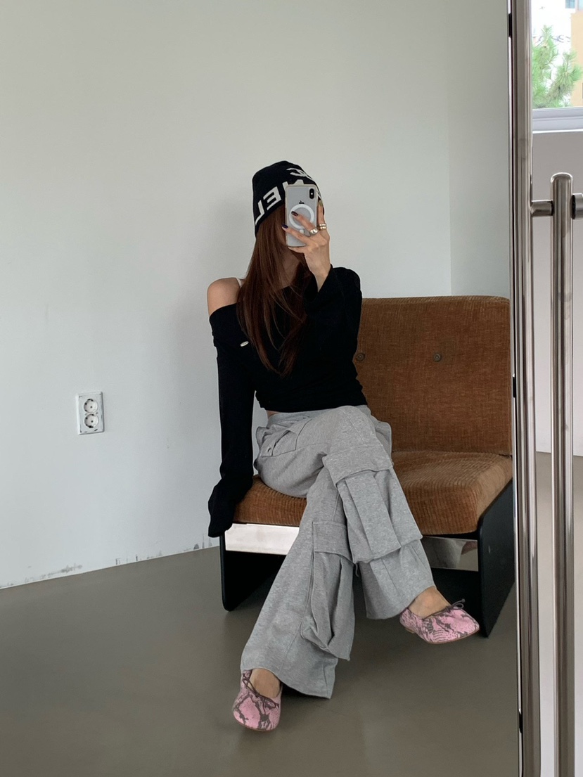 REVE CITE-L韓國直郵女裝新款真品人氣熱賣長袖T恤褶皺REVE CITE-L長袖T恤