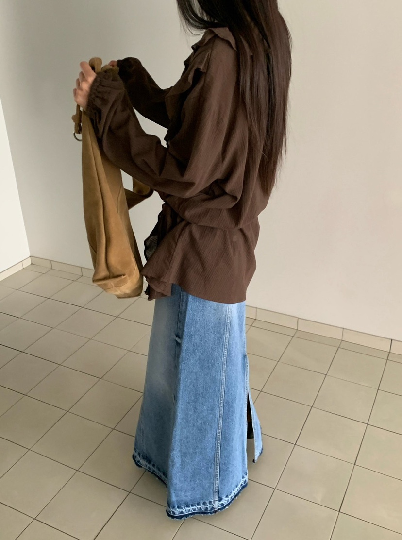 REVE CITE-L東大門代購女裝新品真品襯衫蕾絲衫荷葉邊褶裥REVE CITE-L襯衫/蕾絲衫