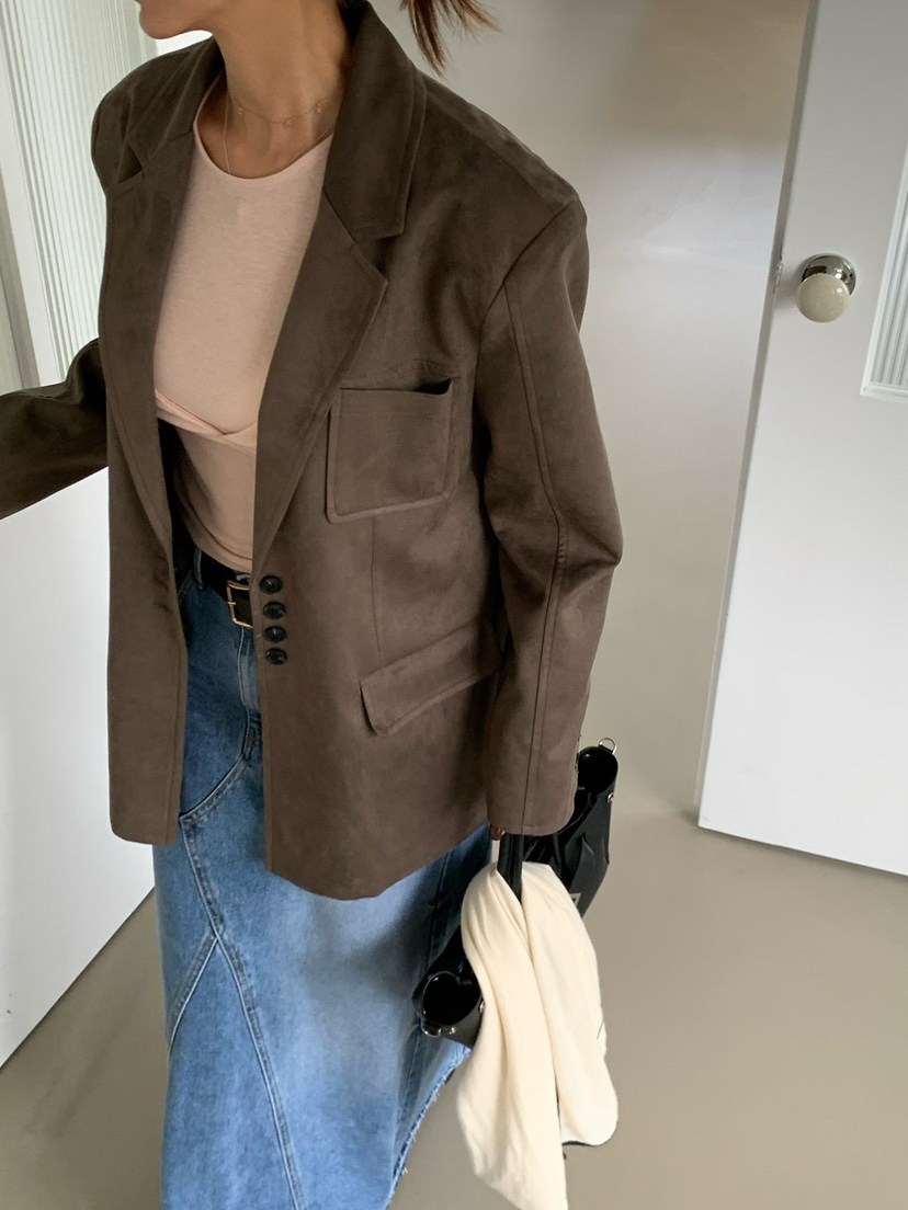 REVE CITE-L韓國直郵女裝新品熱賣人氣推薦夾克口袋麂皮REVE CITE-L夾克