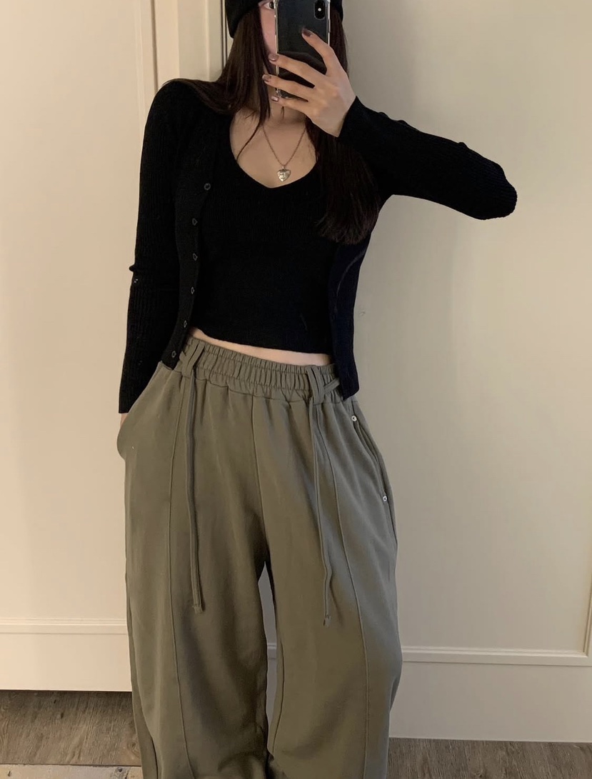 BADCALM東大門實拍女裝新款真品休閑人氣休閑褲闊腿褲腰帶BADCALM休閑褲