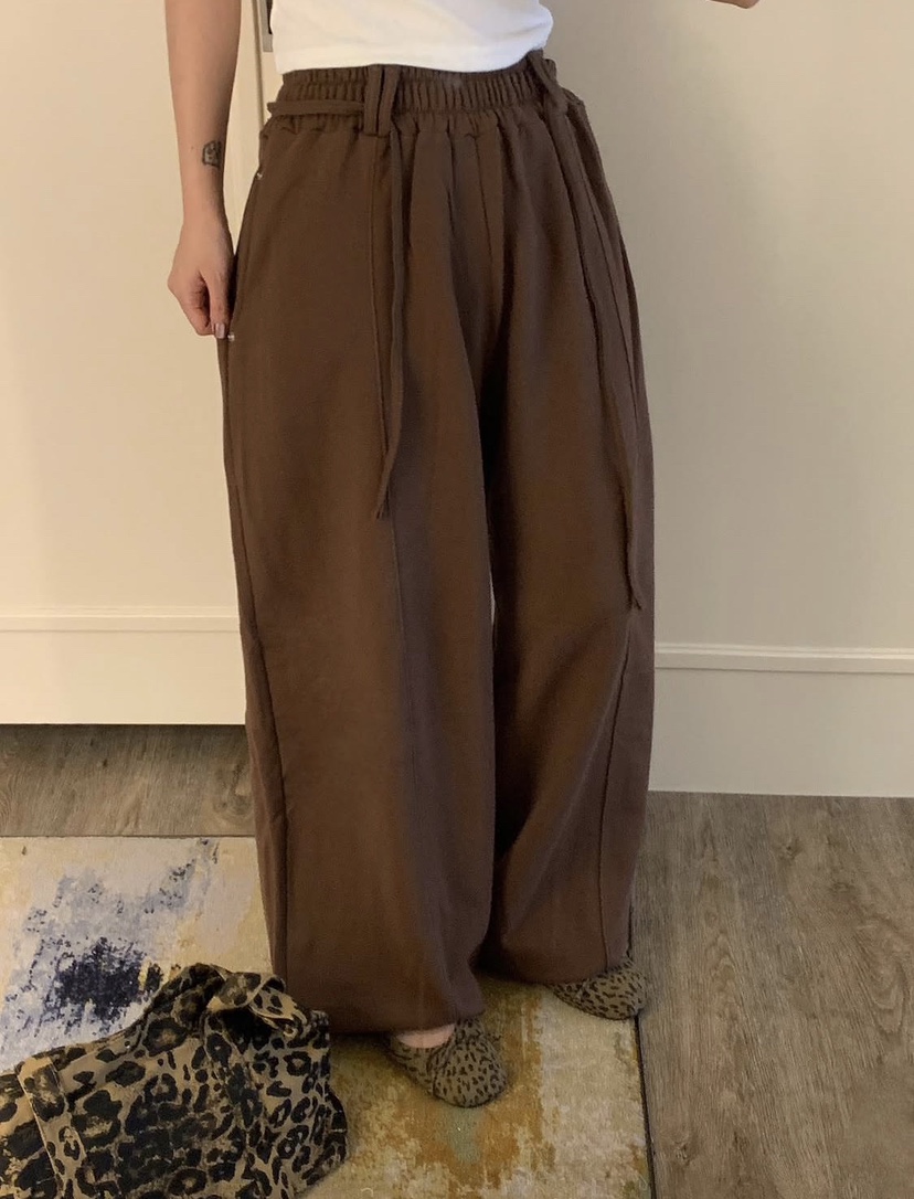 BADCALM東大門實拍女裝新款真品休閑人氣休閑褲闊腿褲腰帶BADCALM休閑褲圖色5