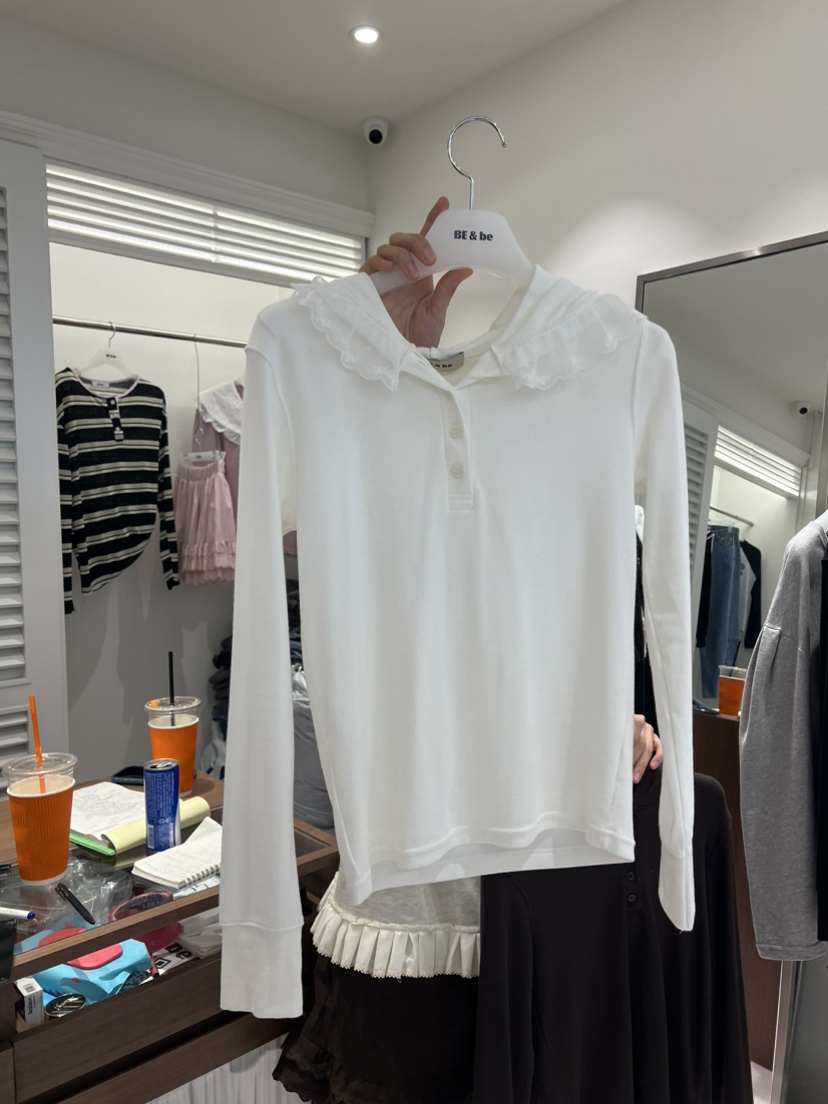 BE&amp;BE東大門實拍女裝新品熱賣真品長袖T恤連帽衫羅紋BE&be長袖T恤圖色2