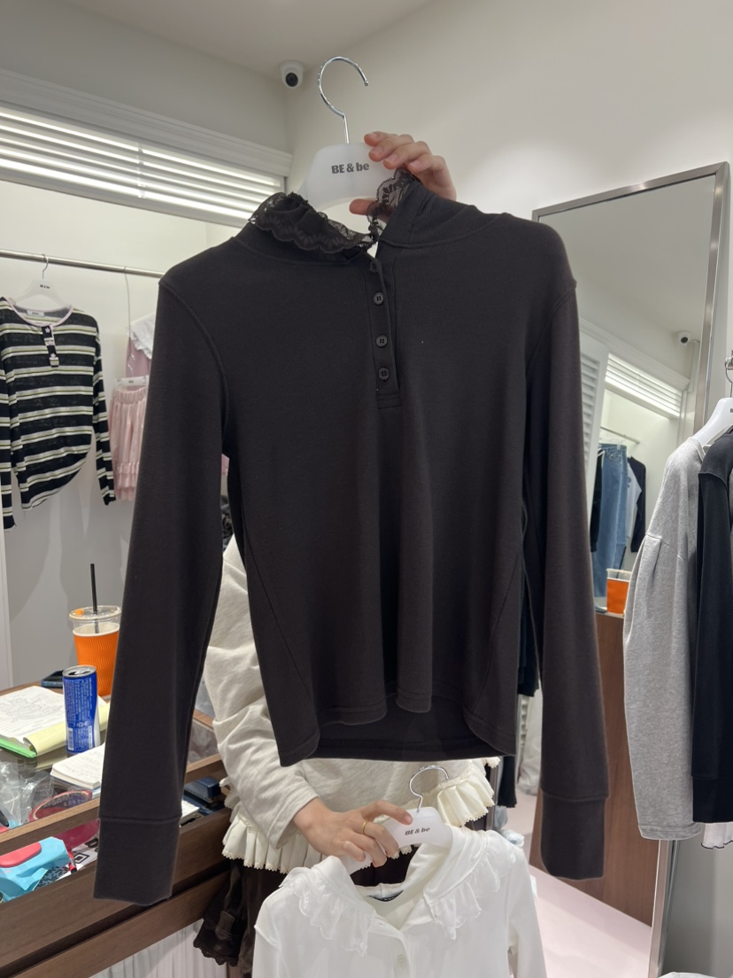 BE&amp;BE東大門實拍女裝新品熱賣真品長袖T恤連帽衫羅紋BE&be長袖T恤圖色3