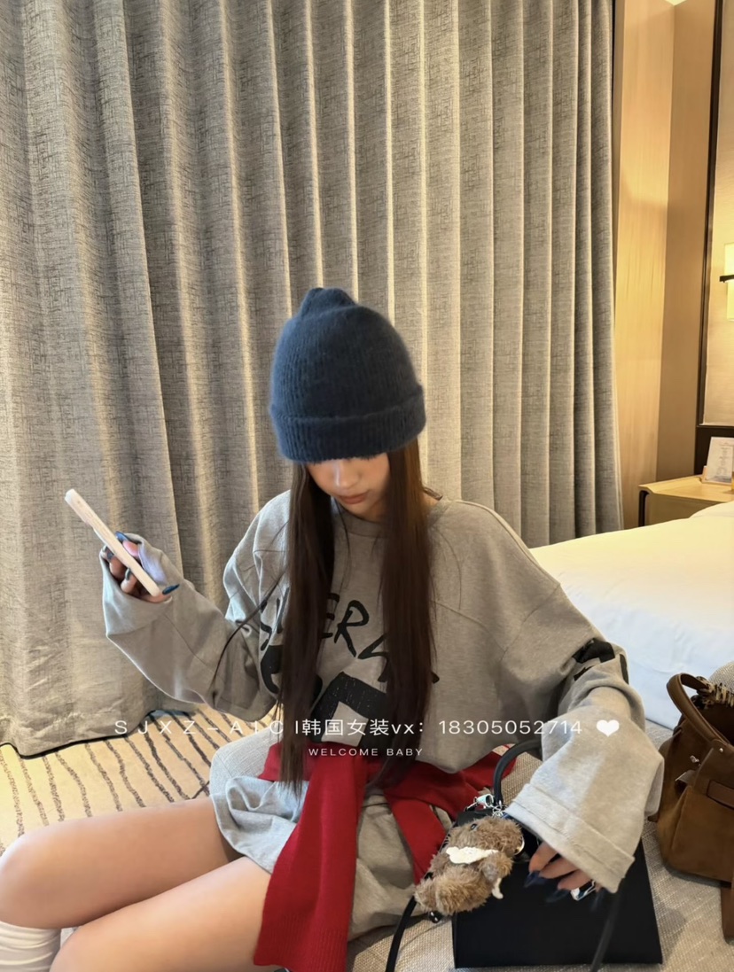 OKIE韓國直郵女士新款休閑推薦真品時尚熱賣人氣長袖T恤印花OKIE長袖T恤