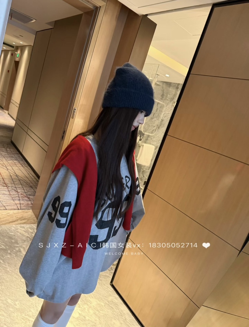 OKIE韓國直郵女士新款休閑推薦真品時尚熱賣人氣長袖T恤印花OKIE長袖T恤