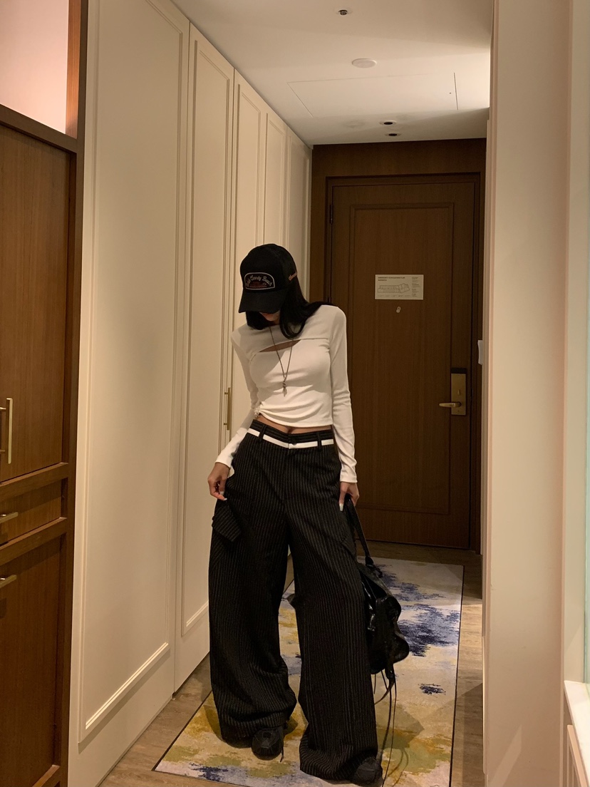 BADCALM東大門實拍女裝新款推薦時尚休閑真品休閑褲工裝褲BADCALM休閑褲